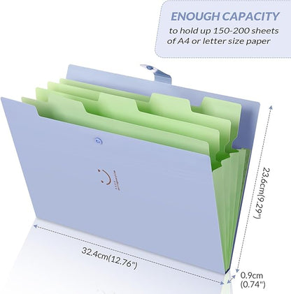 SKYDUE Letter A4 Paper Expanding File Folder Pockets Accordion Document Organizer (Purple)