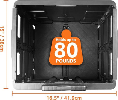 MaxWorks 50830 Collapsible Black Rolling Folding Dolly Cart for Teachers - Multi-Functional Teacher Dolly with Extra Storage, Durable Wheels, and Easy-to-Fold Design for Classroom, Office, Shopping