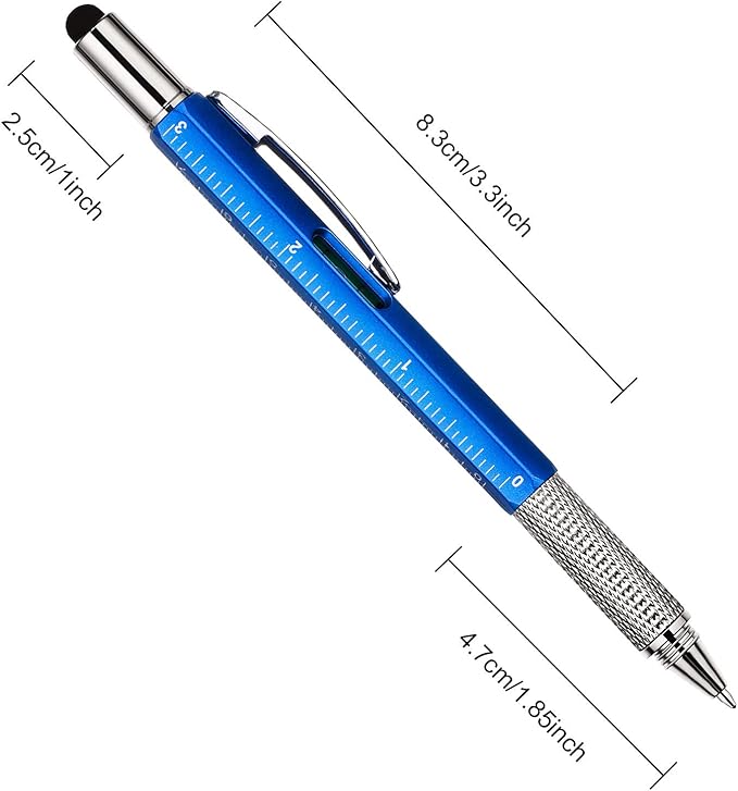Zhanmai 8 Pcs Gift Pen for Men 6 in 1 Multitool Tool Pen with Refills Screwdriver, Ruler, Levelgauge,Fathers Christmas Graduation party Supplies(Red, Green, Blue, Gray)