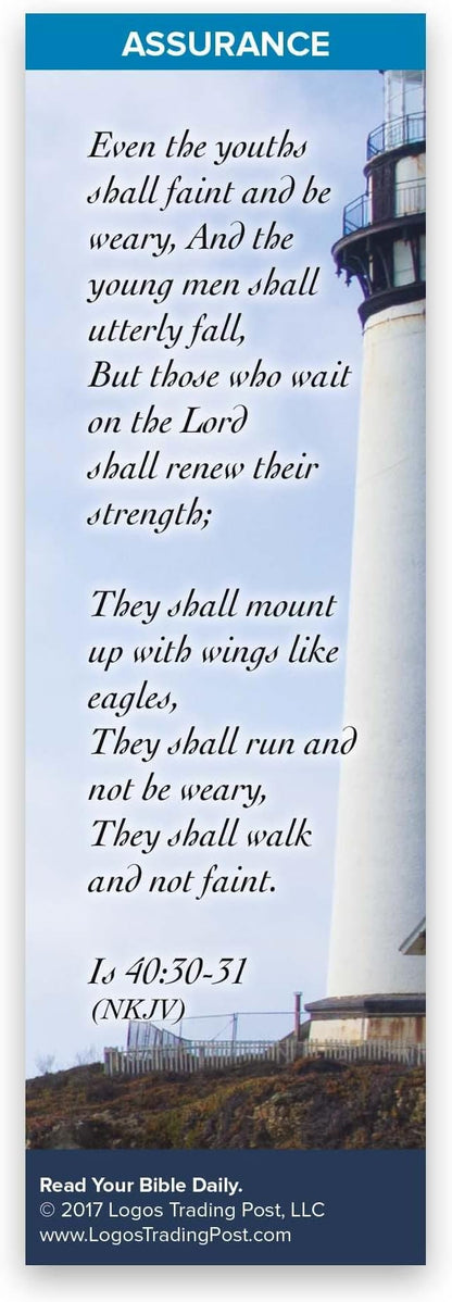 Christian Bookmark with Bible Verse, Pack of 25, Assurance Themed, Those Who Wait on the Lord Shall Renew Their Strength, Isaiah 40:30-31