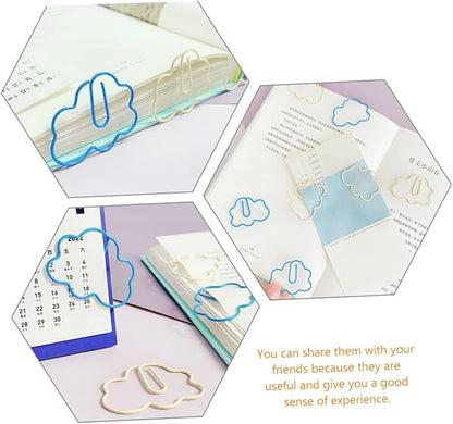 NUOBESTY 90 Pcs Paper Clip Kids Birthday Bag Filler Cloud Shaped Bookmark Small Binder Clips Note Clips Paper Clamps Students Desk Accessories Overmolding Plastic Note Folder Office