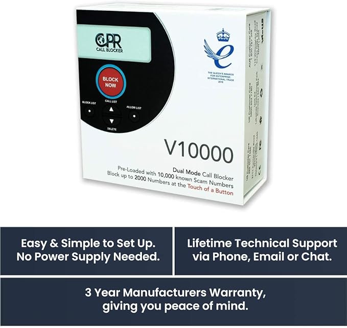 CPR V10000 – Whitelist Call Blocker. Landline Phone Call Blocker. Dual Mode Protection. Pre-Loaded with 10,000 Known Robocall Scam Numbers - Join Our Mission to Create a spam Free Community