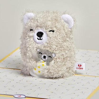 Lovepop Plushpop Soft Animal Pop-Up Card for Her and Him - 3D Bear Everyday Greeting Card for Boys, Girls, Men, Women - Love You Most - 6" x 8" Card - Gray