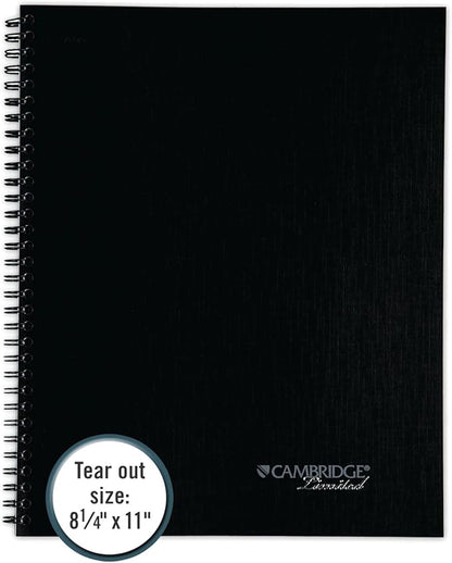 Cambridge Notebook, Business Notebook, 8-1/4" x 11", 80 Sheets, Ruled, Action Planner, Flexible Cover, Wirebound, Gray (06064)