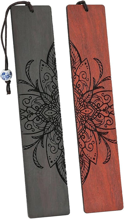 Vantage Mandala Bookmarks Wood Bookmarks for Women Book Markers for Reading (Leaf Mandala)