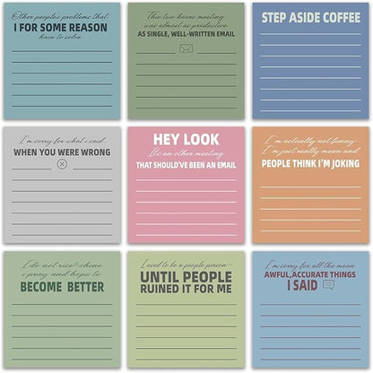 Post it Notes 3x3 Cute and Aesthetic Sticky Notes Planner Notepad - 450 Sheets - Desk Accessories for School, Office, and Home - Ideal Gifts for Teachers, Women, and Coworkers (Sayings Line)