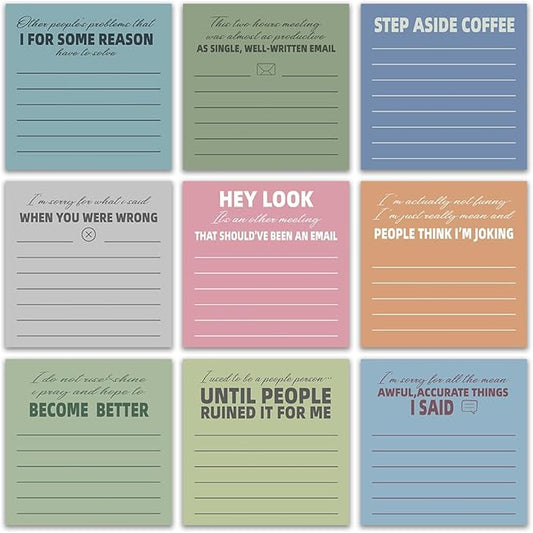 Post it Notes 3x3 Cute and Aesthetic Sticky Notes Planner Notepad - 450 Sheets - Desk Accessories for School, Office, and Home - Ideal Gifts for Teachers, Women, and Coworkers (Sayings Line)