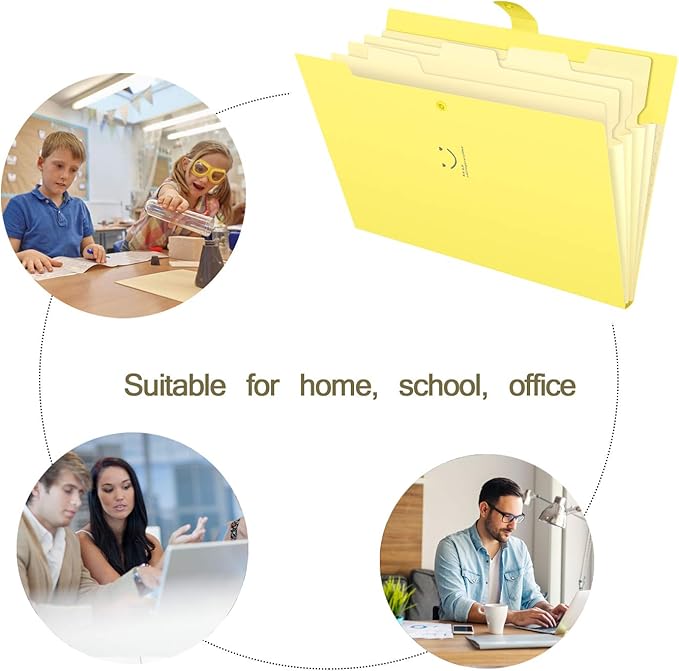 SKYDUE Folder, Accordion Document Organizer, Letter A4 Paper Expanding File Folder Pockets (1, Banana)