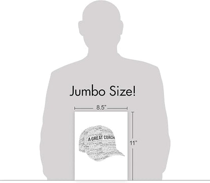 NobleWorks - 1 Jumbo School Teacher Thank You Notecard From US, Everyone w/Envelope (8.5 x 11 Inch) Team Sports Athlete Gratitude, Coaches and Mentor Notecard - Great Coach Thank You J6767TYG-US