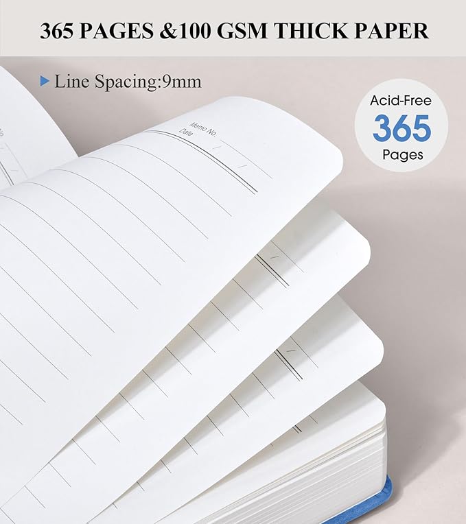 365 Page Thick Lined Journal Notebook for Men Women, A4 Large Leather Journals for Writing, Hardcover Notebooks for Work, School, Note Taking, Business, Travel Diary, College Ruled 8.5" x 11"