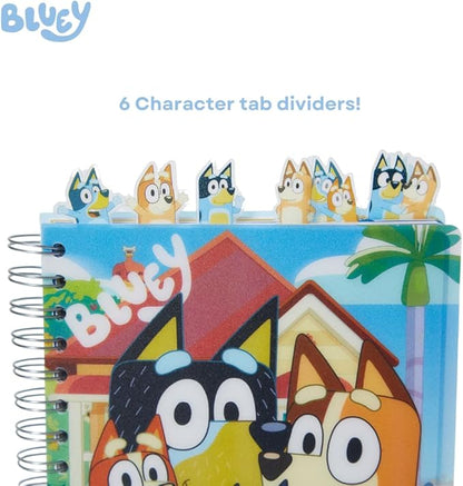 Innovative Designs Bluey Tab Journal Notebook, Spiral Bound, 144 Lined Pages, 8 x 7 inches, Blue