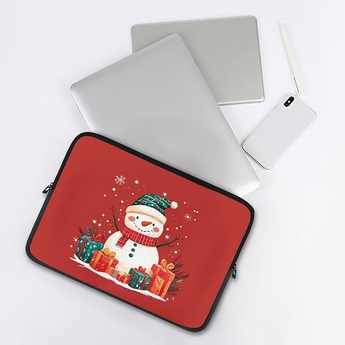 Cute Snowman Laptop Sleeve for Women Teen Girls 10 inch Laptop Protector with Multiple Uses Computer Carrying Case Christmas Tablet Bag Lap Top Case Men Laptop Protector