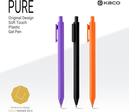 Kaco PURE Colored Gel Pens 0.5mm 20 Pieces Set Colorful Multi-color Ink Fine Point Comfort Grip Quick Drying Pens for Journaling Note Taking