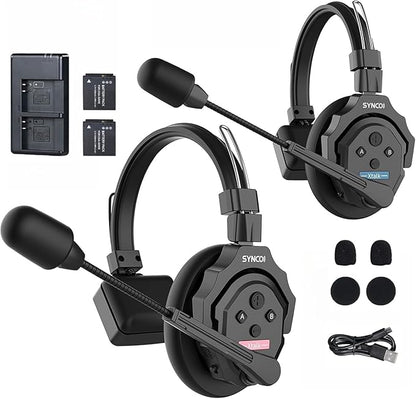 SYNCO XTALK X2 Wireless Intercom Headset System 2.4GHz 1148ft/350m Long Distance Range Real-time Monitoring Communication Headset for Live Show Stage Performance Movie Shoot (X2 for 2 persons)