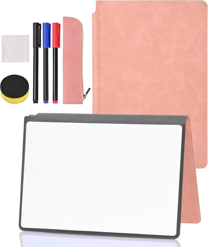 Portable Dry Erase Board,Portable White Board,Small Dry Erase Board,Foldable,Erasable,Repeatable,9.5 * 6.6 inches,for Office,Home,School,Study,Meeting(Pink)