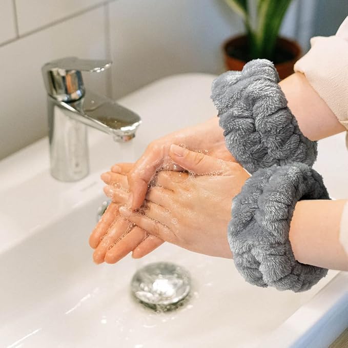 2 Pairs Wrist Washband for Women Washing Face, Wrist Spa Washband Absorbent Wristbands, Prevent Liquids from Spilling Down Your Arms
