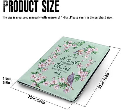 Office Folder Purple Hummingbird Flower Print PU Leather Padfolio with A4 Size Clipboard Clip for Business Resume Interview Document Sleeve Binder Folder