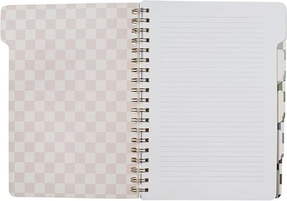 Fringe Studio Large Tab Notebook,Neutral Checks, Flexible Paperback Cover, 5 Subject/Die-Cut Dividers, 7.25" X 10", 180 Lined Pages, Multicolor (343PA002FSC)