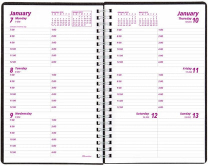 Brownline DuraFlex 2019 Weekly Appointment Book, Poly Cover, Twin-Wire, Black, 8 x 5 inches (CB75V.BLK-19)