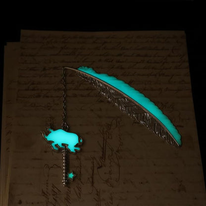 Zodiac Feather Bookmark Gifts for Women Men, Cool Metal Bookmark Glow in The Dark Taurus Bookmark, Luminous Star Sign Constellation Horoscope Bookmark Gifts