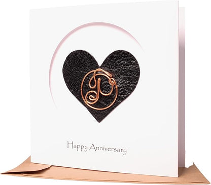 Personalized Initial Copper Card, Copper Initial, Anniversary Card for Her, Couple, Gift for Her (P)