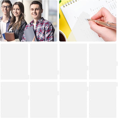 3 Ring Frosted Transparent Binder Dividers, 8 Tab Clear Binder Dividers, A4 Binder Dividers, Sturdy Plastic Dividers, Aesthetic Dividers for Binder, Tabs for Binder, 3 Hole Punch (Transparent,A4)