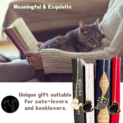 Metal Black Cat Bookmarks with Gift Box, Cat Pendent Book Markers for Book Lovers Bestfriend Cute Birthday Gifts Appreciation Gifts Mothers Day Teacher Student Gifts (Window cat)