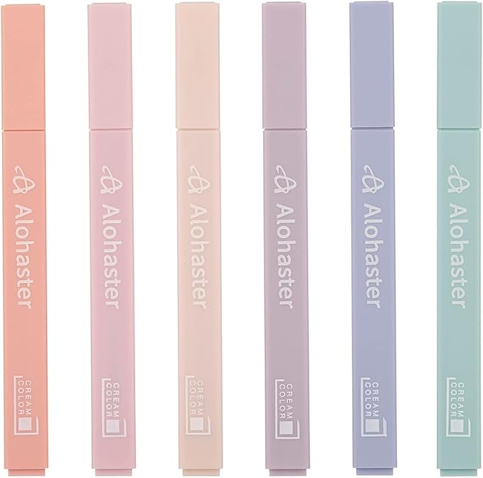 HPSIZEE Aesthetic Cute Highlighters Mild Assorted Colors With Soft Chisel Tip, No Bleed Dry Fast Easy to Hold, for Journal Bible Planner Notes School Office Supplies, 6 Pack - Youth