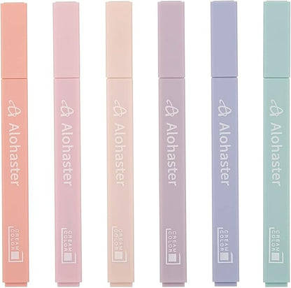 HPSIZEE Aesthetic Cute Highlighters Mild Assorted Colors With Soft Chisel Tip, No Bleed Dry Fast Easy to Hold, for Journal Bible Planner Notes School Office Supplies, 6 Pack - Youth