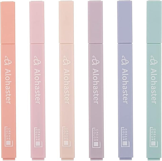 HPSIZEE Aesthetic Cute Highlighters Mild Assorted Colors With Soft Chisel Tip, No Bleed Dry Fast Easy to Hold, for Journal Bible Planner Notes School Office Supplies, 6 Pack - Youth