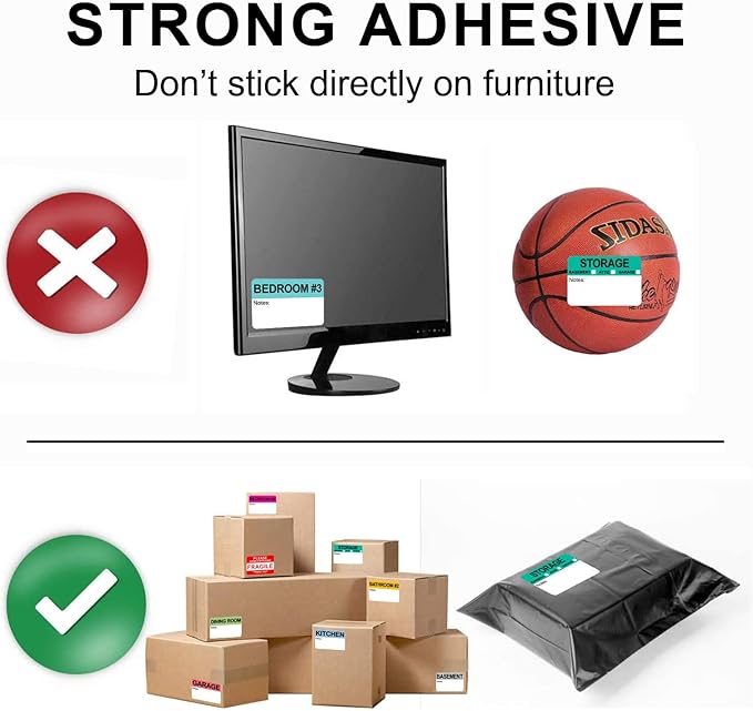 600 Count Home Moving Labels, 3 x 2 Large Labels for 3-4 Bedroom House with Writable Notes Areas, 17 Color Coded Moving Labels for Boxes + Fragile Moving Stickers + Heavy and Blank Labels