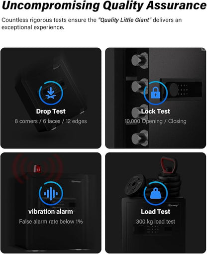 Kavey 2.0 Cub Biometric Safe Box, Fingerprint Safe with Backlit Touch Screen Keypad and Dual Alarm System, Money Safe With Mute Function and LED Light
