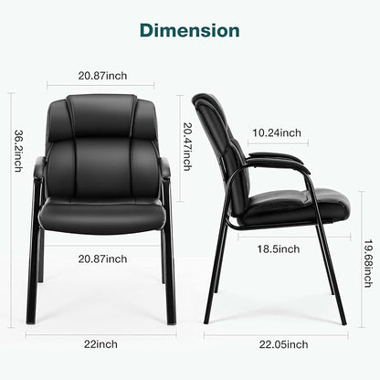 OLIXIS Waiting Room Chairs Set of 4, Leather Office Desk Reception Guest Stationary Side Chair with Padded Arms for Home Conference Lobby Area Meeting Church Medical Clinic Elderly Student