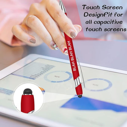 Zonon 12 Pieces Inspirational Pens Bulk Easter Basket Stuffers Motivational Quotes Ballpoint Pens with Stylus Tip Inspirational Gifts for School Office Teachers(Bright Colors,Negative Style)