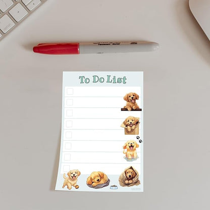 Golden Retriever Sticky Notepad to Do List | Kawaii Lover Gifts for Women | Office School Supply Dog Sticky Notes 4"x6" 50 Pages