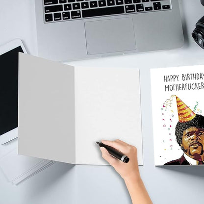 OJsensai Funny Samuel L Jackson Birthday Card, Pupl Fiction Card for Friend, Humorous Bday Card for Him Her, Rude Card for Boyfriend