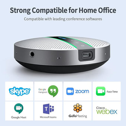 SP300 Bluetooth Speakerphone 360º Voice Pickup 6 AI Echo & Noise Canceling Microphones, 18H Call Time, Bluetooth 5.0/USB C/Dongle Compatible with Leading Platforms, Home Office