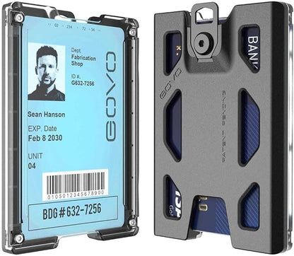 GOVO T4 Badge Holder No-Clip Version - Durable Polycarbonate ID Card Holder Holds 1 to 4 Cards (Black)