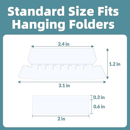 File Folder Tabs, SUNEE 50 Sets Hanging File Folder Labels Tabs and Inserts for Hanging Files Folders