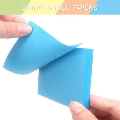 Sticky Notes 3x3 Self-Stick Notes Pads with 6 Bright Colors, Easy to Post for Office, Shool, Home, 6 Pads/Pack, 100 Sheets/Pad (Blue)