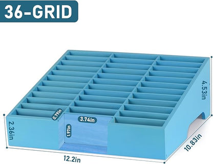 Wooden 36-Grid Cell Phones Storage Box Desktop Mobile Phone Holder Organizer for Office School Classroom (36-Grid Blue)
