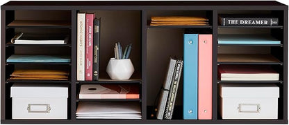 Safco Wooden Paper and Mail Organizer for Home Office and Classroom, Adjustable Shelves and Stackable