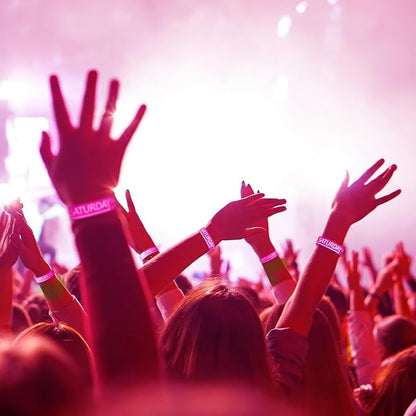 Henoyso 600 Pcs Saturday Paper Wristbands Event Wristbands Paper Bracelets Wristbands Numbered Waterproof Party Wristbands for Events Day of The Week(Rose Red)