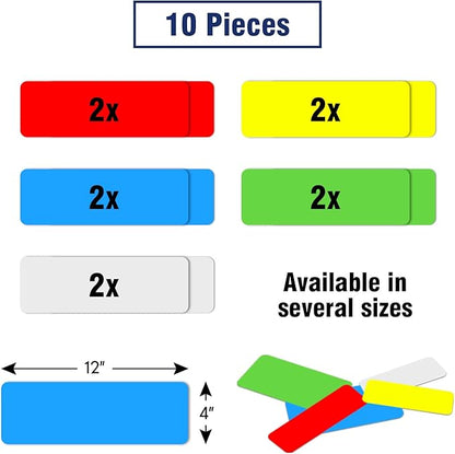 Dry Erase Magnetic Labels Large 12"x 4", Big Magnetic Labels for Whiteboards School Classroom Office Home,Pack of 10