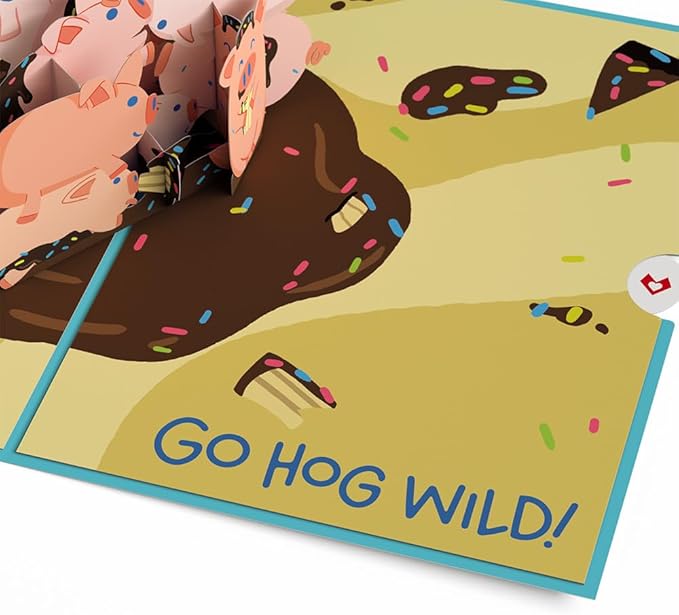 Lovepop Birthday Pop-Up Card for Her, Him, Men, Women - 3D Animal Greeting Cards - Go Hog Wild - 5" x 7" - Blank Notecard & Envelope Included