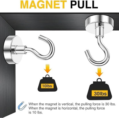 DIYMAG Magnetic Hooks, 30lbs+ Heavy Duty Magnetic Hooks Cruise for Hanging, Super Strong Magnet Hooks for Cruise Cabin, Refrigerator, Classroom, Magnetic Metal Hooks for Grill (Sliver, Pack of 20)