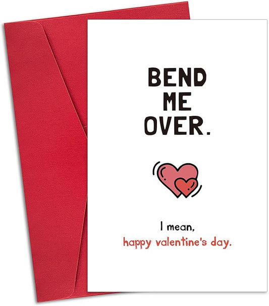 Funny Valentines Day Card for Him Her, Naughty Valentines Cards Gifts for Husband Boyfriend Men, Bend Me Over Happy Valentine’s Day Cards Gifts