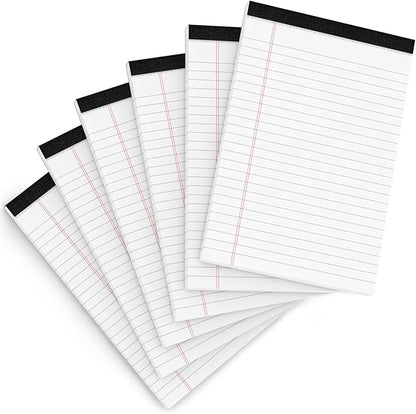 Legal Pads 5x8 Inch Writing Pads for Office Note Pads 5x8 for Work 80 GSM Paper College Ruled Legal Pad To Do List Notepad 30 Sheets 6 Pack Notebook Writing Pad Notepads for Grocery List Shopping List