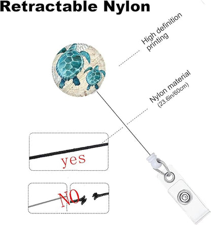 Sea Turtle Badge Reels Holder Retractable with ID Clip for Nurse Name Tag Card Nursing for Doctor Teacher Student Employee Office Medical Work 2
