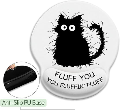 Funny Black Cat Mouse Pads for Desk, Ergonomic Mouse Pad with Wrist Rest, Gaming Mouse Pad Wrist Support with Non-Slip Pain Relief PU Base, Cute Office Desk Accessories Decor